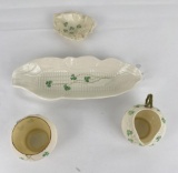 Irish Belleek Shamrock Porcelain Lot