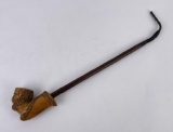 Long Antique Carved Smoking Pipe