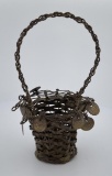 WW1 Trench Art Wire and Coin Basket