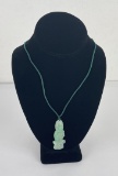 Chinese White & Green Jade Guanyin Necklace