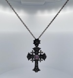 Taxco Mexico Sterling Silver Cross Necklace