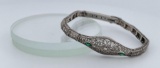 Art Deco Sterling Silver Emerald Bracelet