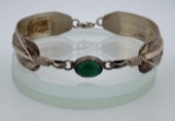 Navajo Sterling Silver Malachite Feather Bracelet