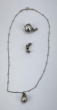 Sterling Silver Pearl Necklace and Charms