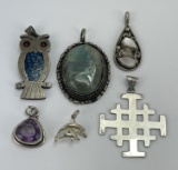 Lot of 6 Sterling Silver Necklace Pendants