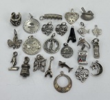 Large Group of Sterling Silver Charms