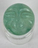 Carved Stone Moon Face Paperweight