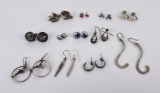 Lot of 12 Pairs of Sterling Silver Earrings