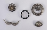 Lot of 5 Sterling Silver Brooches