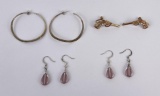 Lot of 4 Sets of Sterling Silver Earrings