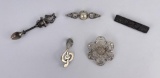 Lot of 5 Sterling Silver Brooches