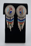 Zuni Inlaid Sterling Silver Earrings