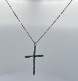 Zuni Petit Point Turquoise Sterling Cross Necklace