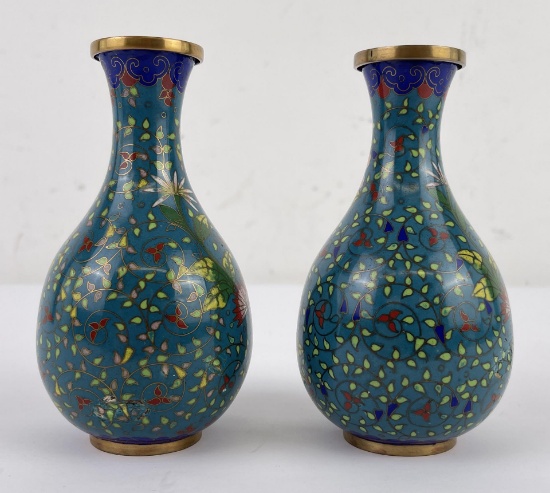 Pair of Antique Chinese Cloisonne Vases