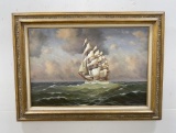 J. Winfried Seascape Clipper Ship Painting