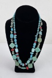 Navajo Turquoise Coral Necklace Two Strand