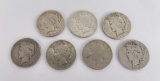 Lot of 7 Peace Silver Dollars