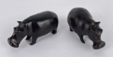 Pair of Ironwood Carved Wood Hippos