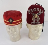 Pair of Shriners Masonic Fez Caps