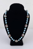 Antique Blue Blown Glass Bead Necklace