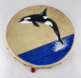 Northwest Coast Indian Orca Painted Drum