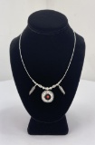 Navajo Sterling Silver Coral Shadowbox Necklace