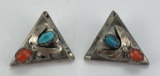 Navajo Sterling Silver Coral Collar Tips