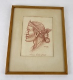 Howard W Gorman Navajo Indian Conte Crayon Drawing