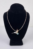 Zuni Sterling Silver Inlaid Hummingbird Necklace