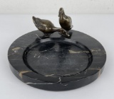 Antique Vienna Bronze Marble Duck Dish