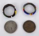 Two Oversized Coins and Indian Bracelets