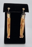 Antique Japanese Carved Geisha Earrings