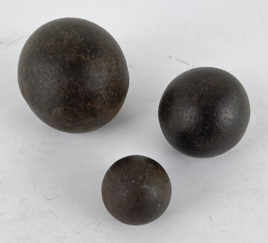 Lot of 3 Montana Indian War Cannon Balls