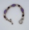 Sterling Silver Garnet Amethyst Link Bracelet