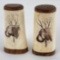 African Scrimshaw Bone Hippo Salt Pepper Shakers