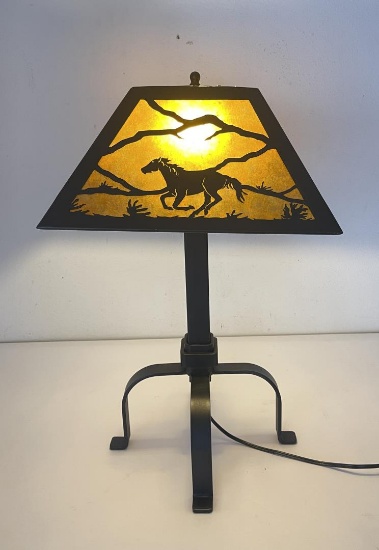 Western Cowboy Iron Lamp Horse Silhouette Shade