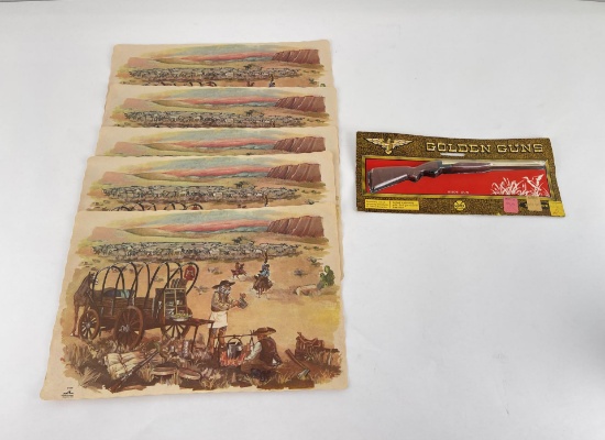 Vintage Western Placemats and Cap Gun