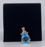 10k Gold Blue Topaz Necklace Pendant