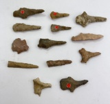 Ancient Indian Artifact Arrowheads Points Drills