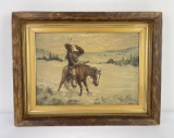 Antique Native American Indian Oil Painting
