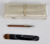 Victorian Agate Letter Opener and Pencil