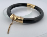 Chinese Black Jade Clasp Bangle Bracelet