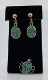 Chinese Jade Earrings and Pendant