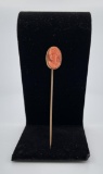 Victorian 14k Gold Coral Cameo Stickpin