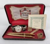 Geneva Harvester Watch Cufflink Pen Set