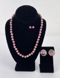 Rhodochrosite Necklace and Earrings Suite