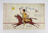 Merle Locke Oglala Sioux Ledger Drawing