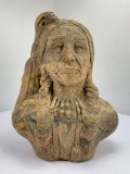 Large Roadside Clay Molded Indian Chief Sculpture