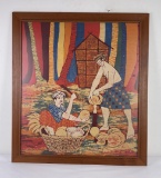 Mid Century 1972 Batik Cloth Painting