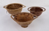 Lot of 3 South Pacific Coconut Shell Baskets